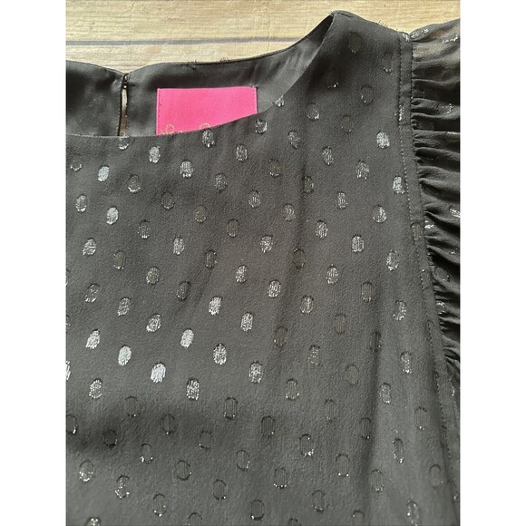 Lilly Pulitzer Cleme Black Silk Dress Onyx Metallic Chiffon Size 0 - Picture 3 of 10